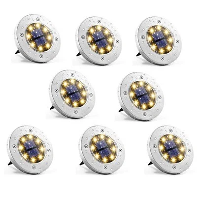 8 luces de tierra solar LED