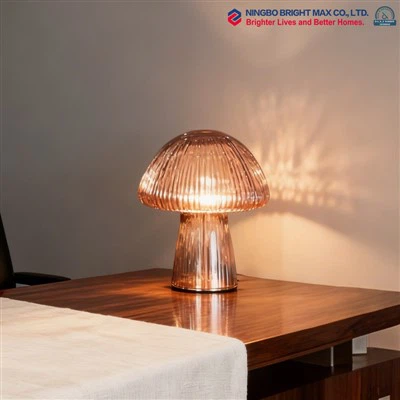 Lámpara de mesa de cristal con forma de seta